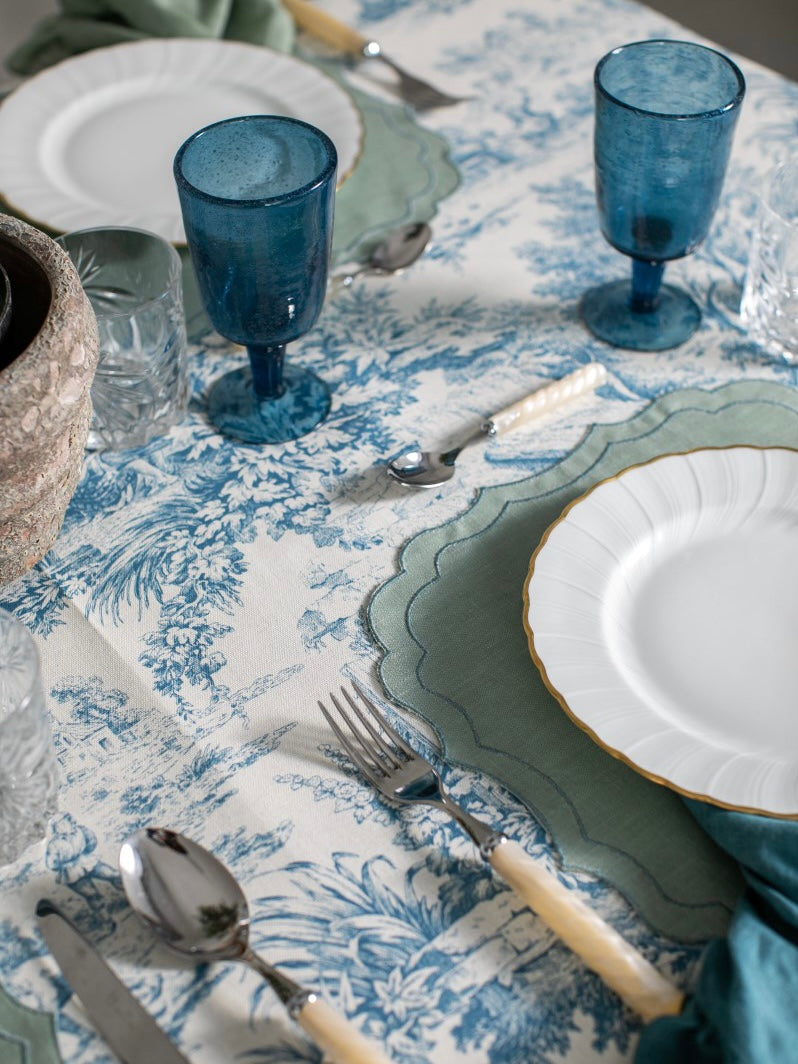 Blauwe placemats - Close up