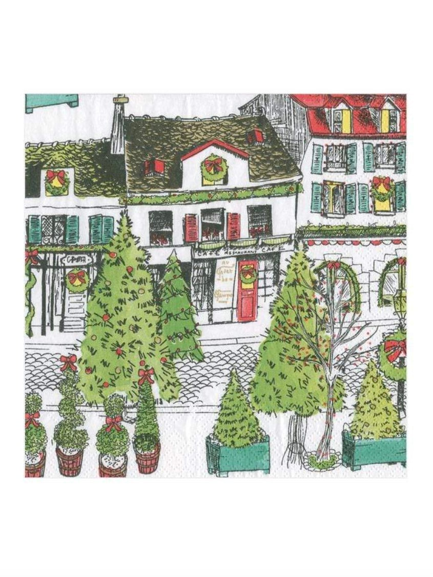 Kerst dorp cocktail servetten - productfoto voorkant