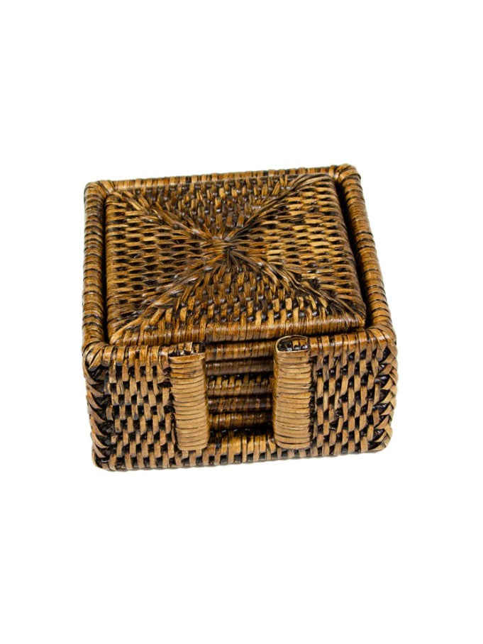 rotan onderzetters vierkant - productfoto voorkant