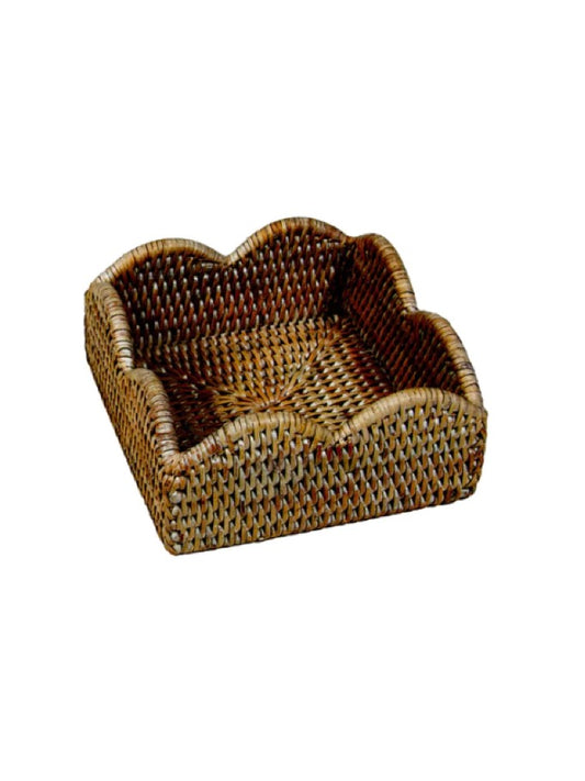bruine rotan servethouder bloem - productfoto voorkant