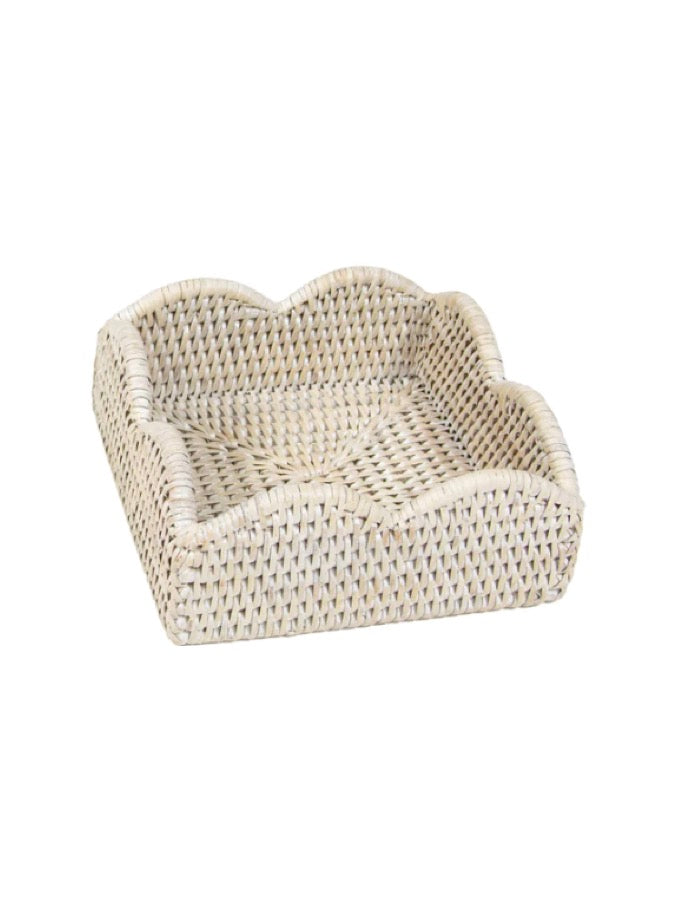 witte rotan servethouder bloem - productfoto voorkant