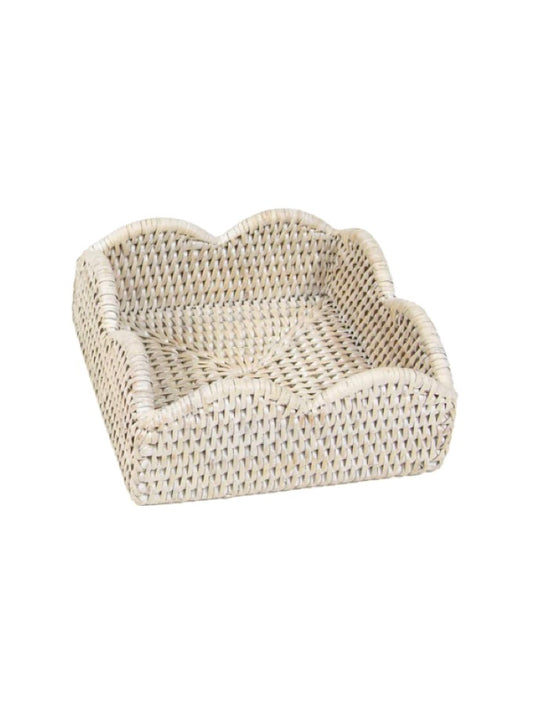 witte rotan servethouder bloem - productfoto voorkant