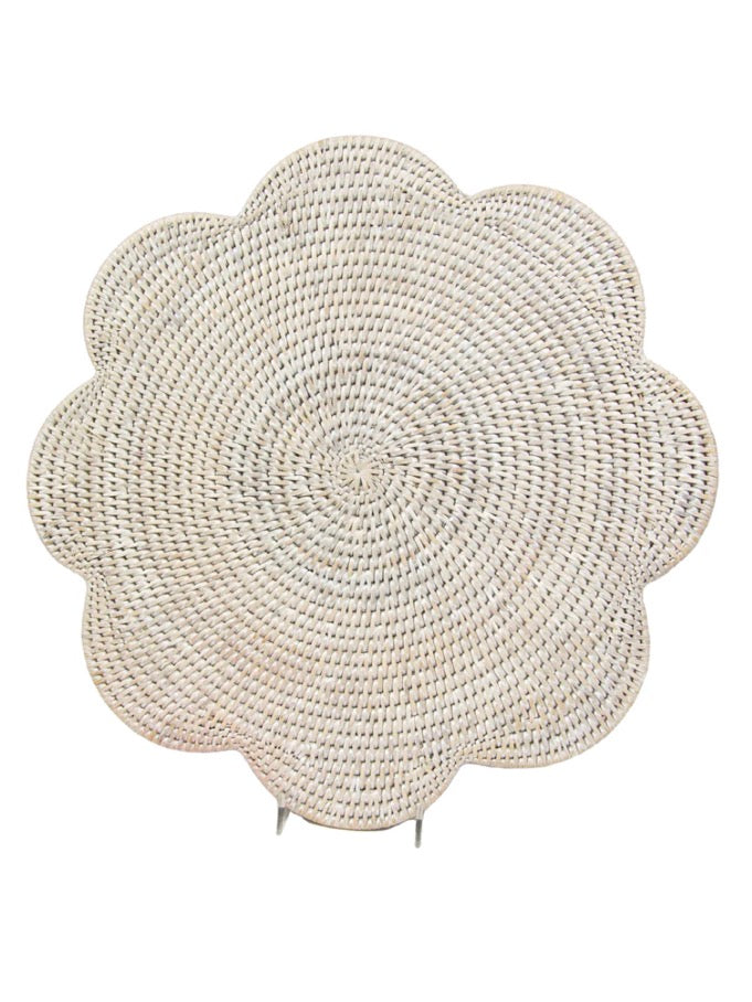 rotan onderbord bloem wit - productfoto voorkant