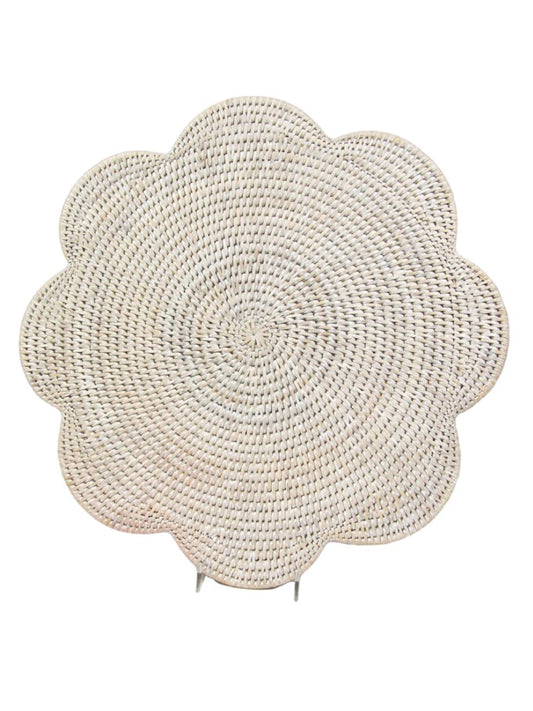 rotan onderbord bloem wit - productfoto voorkant