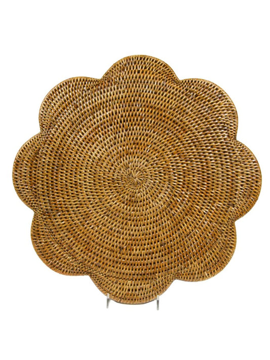 rotan onderbord bloem bruin - productfoto voorkant